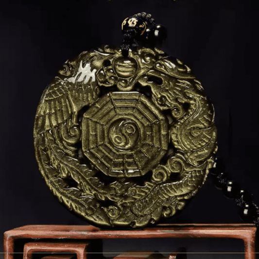 Spirituality Buddha Karma Golden Obsidian Healing Energy Necklace Pendant