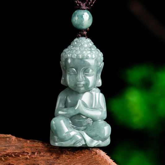 Jade Natural Jade Meditation Buddha Amulet Serenity Necklace Pendant