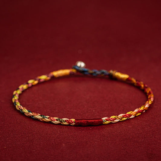 Ancient Tibetan Buddhist Red String Tradition Handmade Five Color Thread Luck Couple Child Adult Bracelet