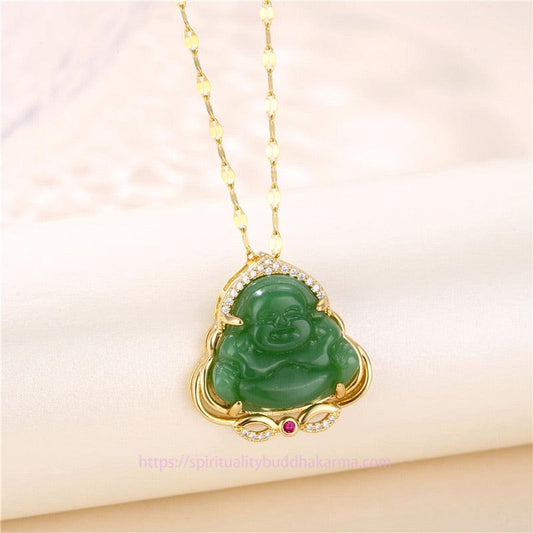 Spirituality Natural Laughing Buddha Peace Necklace