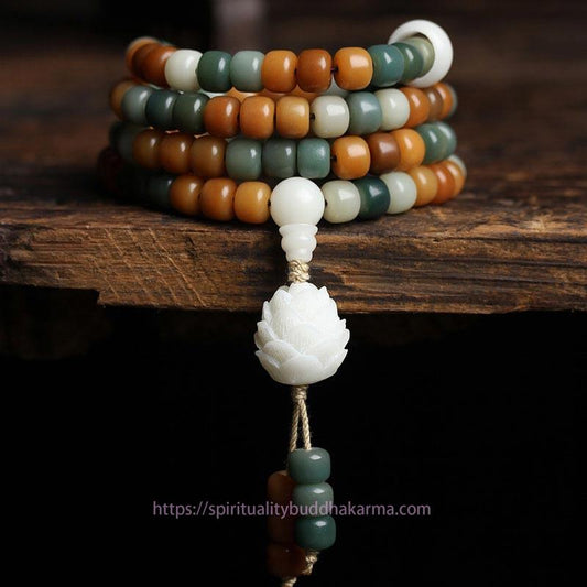 Spirituality Buddha Karma Bodhi Lotus Mala Harmony Necklace Bracelet