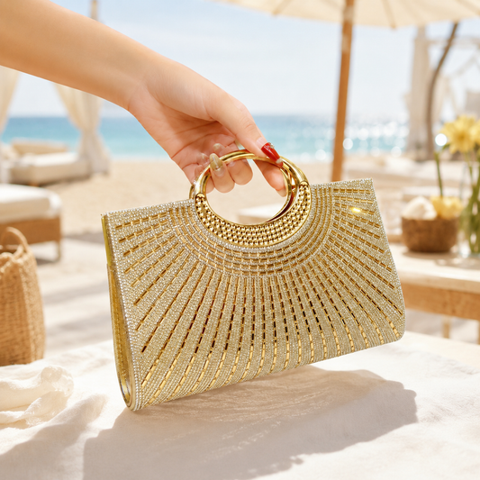 Sparkling Rhinestone Evening Clutch Bag with Large Capacity