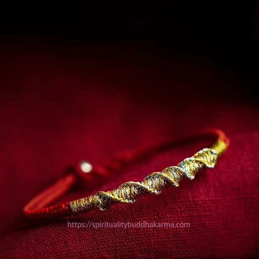 Ancient Tibetan Buddhist Red String Tradition 925 Sterling Silver Luck Strength Red String Protection Braid Bracelet