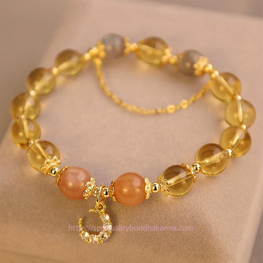 Golden Energy Citrine Blessed Moon Wealth Solar Plexus Chakra (Third Chakra) Abundant Energy Bracelet