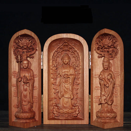 Spirituality Avalokitesvara Kwan Yin Buddha Cherry Wood Compassion Home Decoration Altar