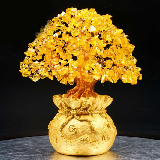 Golden Energy Citrine Natural Wealth Solar Plexus Chakra (Third Chakra) Money Tree Gemstone Ornament - Feng Shui for Prosperity