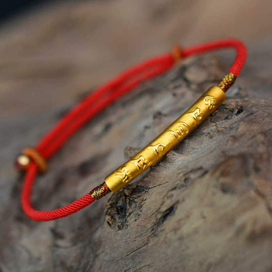 Ancient Tibetan Buddhist Red String Tradition Tibetan Buddhist Handmade Mani Mantra Lucky Red String Bracelet