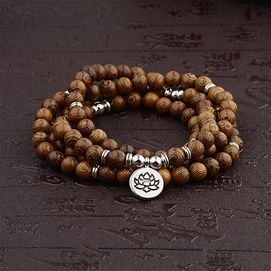 Spirituality Tibetan Lightning Strike Wood Bracelet Lotus Buddha Mala