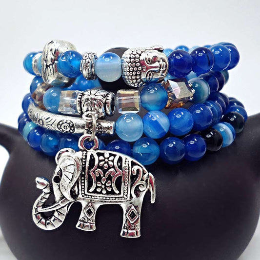 Spirituality Natural Agate Elephant Buddha Hope Bracelet