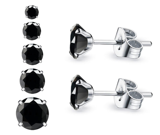 Stunning Black Obsidian,Daily Wear,925 Sterling Silver 18ct White Gold Plated Earring Stud Men Women,Jewelry Box Gift Choice