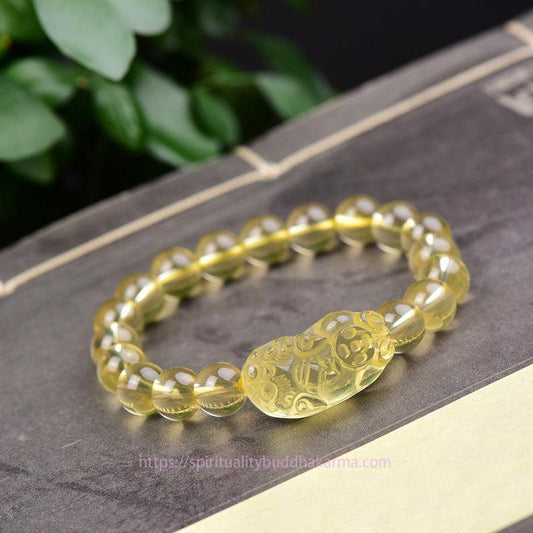 Golden Energy Citrine FengShui Wealth Solar Plexus Chakra (Third Chakra) PiXiu Wealth Bracelet