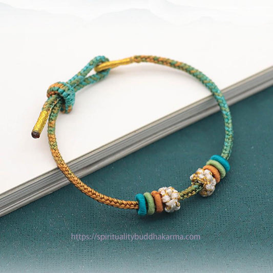 Ancient Tibetan Buddhist Red String Tradition Handmade Eight Thread Peace Knot Peach Blossom Knot Luck Rope Braided Bracelet