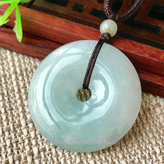 Jade Round Jade String Luck Necklace Pendant
