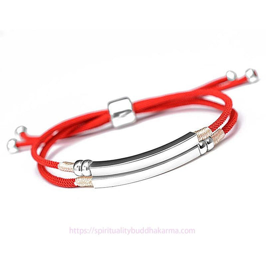 Ancient Tibetan Buddhist Red String Tradition 925 Sterling Silver Red String Layered Braid Bracelet