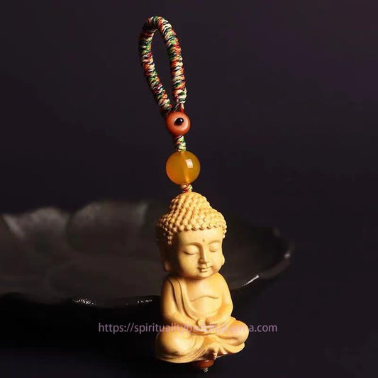 Spirituality Tathagata Buddha Serenity Peace Boxwood Keychain