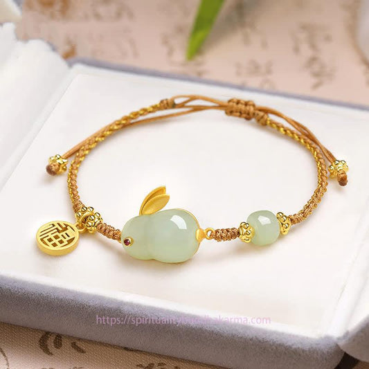 Jade Year of the Rabbit Hetian Jade Happiness Blessing Wealth String Bracelet