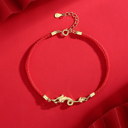 Ancient Tibetan Buddhist Red String Tradition 925 Sterling Silver Luck Year of the Dragon Red String Chain Bracelet (Extra 30% Off | USE CODE: FS30)