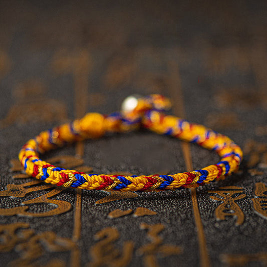 Ancient Tibetan Buddhist Red String Tradition "May you be good fortune and success" Lucky Multicolored Bracelet