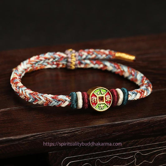 ❗❗❗A Flash Sale- Ancient Tibetan Buddhist Red String Tradition Colorful Rope Wealth Comes From All Directions Handmade Eight Thread Peace Knot Luck Bracelet