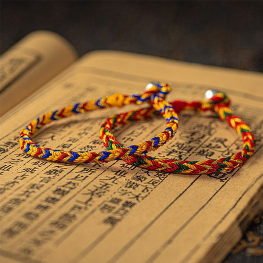 Ancient Tibetan Buddhist Red String Tradition "May you be good fortune and success" Lucky Multicolored Bracelet