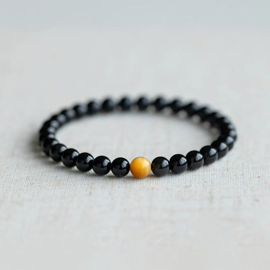 Spirituality Buddha Karma Natural Rainbow Obsidian Tiger Eye Positive Love Bracelet