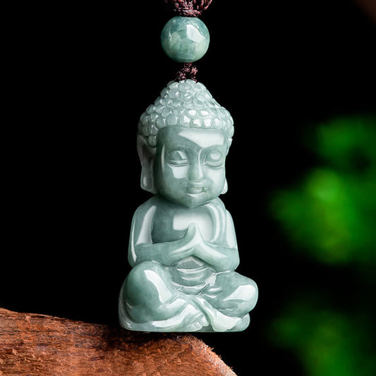 Jade Natural Jade Meditation Buddha Amulet Serenity Necklace Pendant