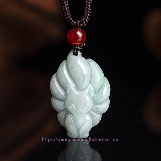 Jade Natural Jade Nine Tailed Fox Luck Prosperity Necklace Pendant