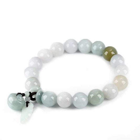 Spirituality Natural Jade Pi Xiu Buddha Gourd Apple Success Bracelet