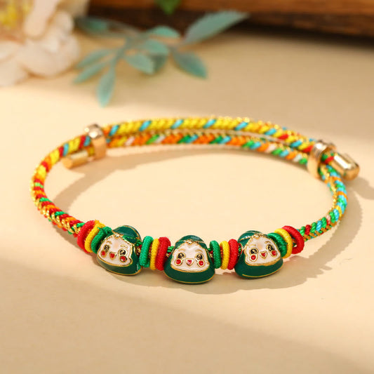 Ancient Tibetan Buddhist Red String Tradition Colorful Rope Zongzi Pattern Luck Handmade Child Adult Bracelet