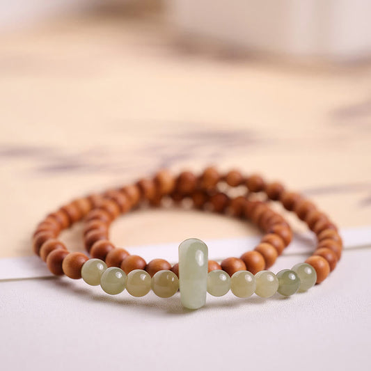 Jade Sandalwood Hetian Jade Protection Double Wrap Bracelet