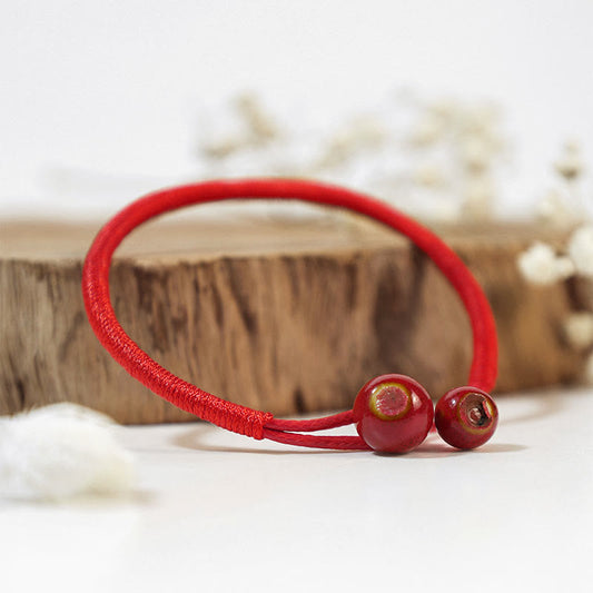 Ancient Tibetan Buddhist Red String Tradition FengShui Lucky Red String Ceramic Bracelet