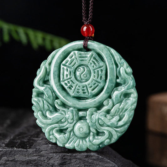 Jade Dragon Jade Yin Yang Balance Necklace String Pendant