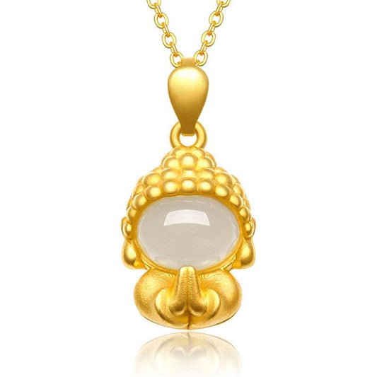 Jade White Jade Buddha Success Pendant Necklace