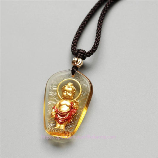 Buddha Energy Necklace Tibetan Buddha Liuli Crystal Serenity Necklace Pendant