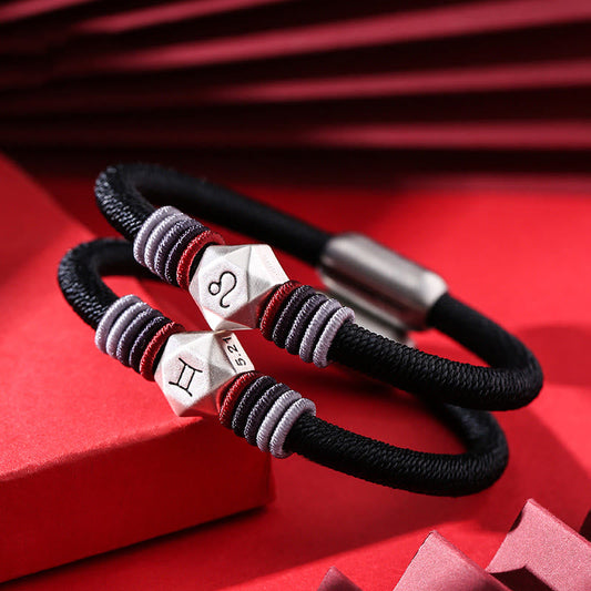 Spirituality Buddha Karma 999 Sterling Silver 12 Constellations of the Zodiac Blessing Handmade String Bracelet