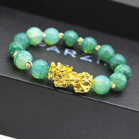 Jade Handmade Cyan Jade Pi Xiu Success Bracelet