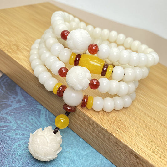 Spirituality Buddha Karma Lotus Bodhi Seed Mala 108 Beads Protection Bracelet