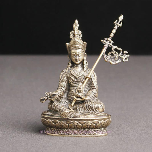 Spirituality Padmasambhava Buddha Figure Serenity Copper Statue Decoration Temple Ornament