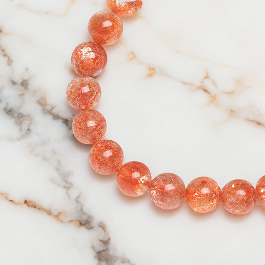 N019 Natural Sunstone Crystal Bracelet - Energize Your Solar Plexus Chakra and Boost Vitality