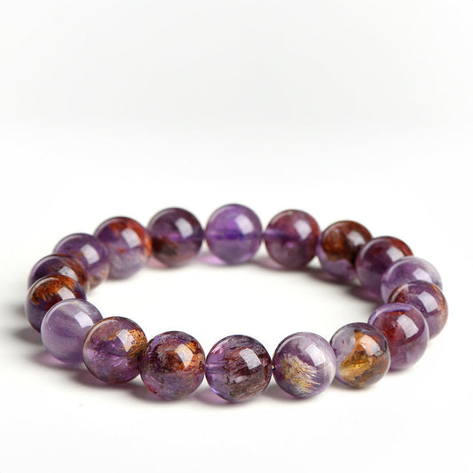 N016 Natural Purple Titanium Phantom Crystal Bracelet - Enhance Intuition and Balance Third Eye Chakra
