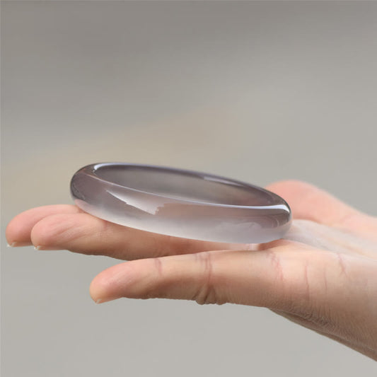 Jade Natural Gray Chalcedony Harmony Bangle Bracelet