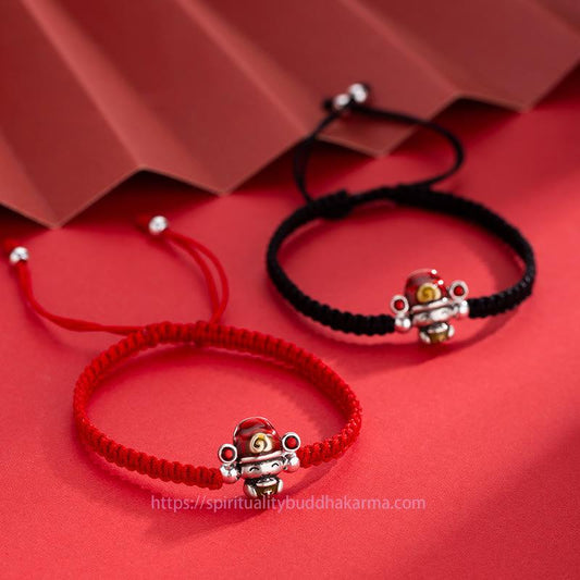 Ancient Tibetan Buddhist Red String Tradition God of Wealth Handmade Thread Luck Strength Braid Bracelet