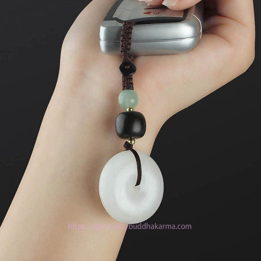 Jade White Jade Peace Buckle Protection Blessing Key Chain