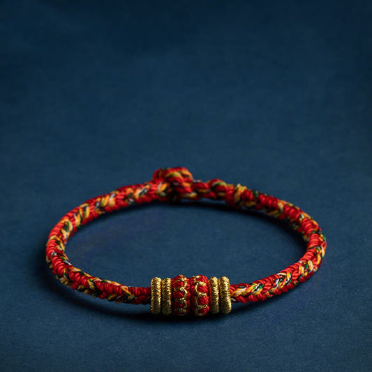 Ancient Tibetan Buddhist Red String Tradition Tibet Handmade Chinese Zodiac Natal Buddha Luck Strength Braided String Bracelet