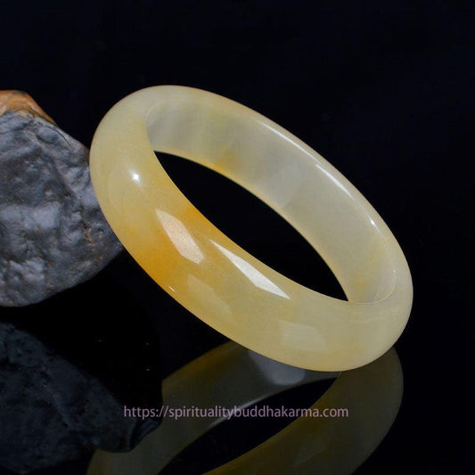 Jade Natural Golden Silk Jade Luck Wealth Bracelet Bangle