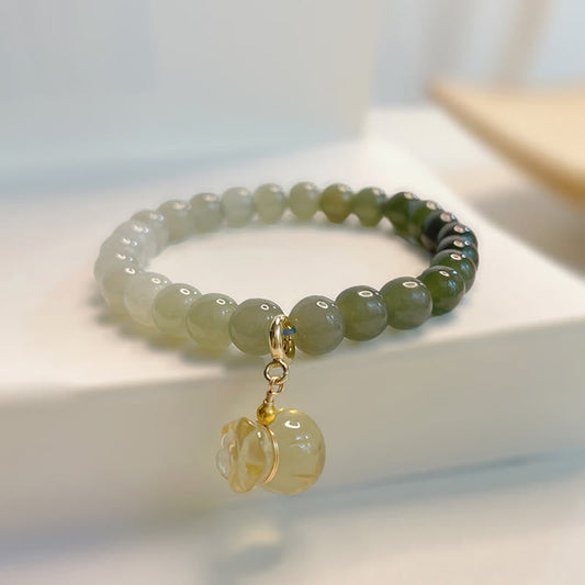 Jade Natural Hetian Jade Money Bag Charm Bead Prosperity Bracelet