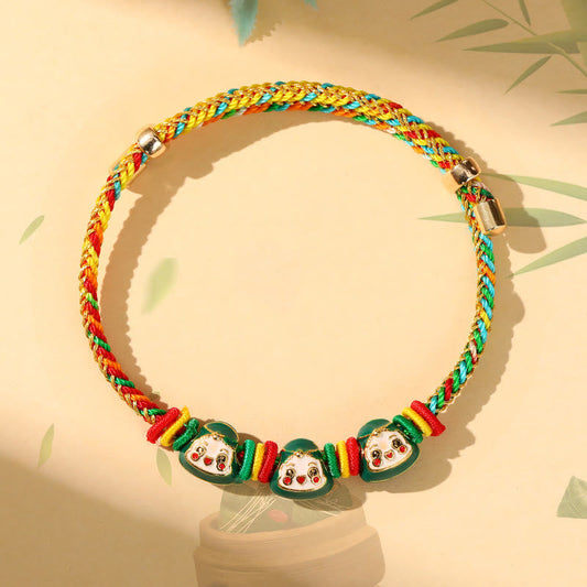 Ancient Tibetan Buddhist Red String Tradition Colorful Rope Zongzi Pattern Luck Handmade Child Adult Bracelet