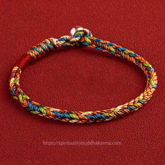 Ancient Tibetan Buddhist Red String Tradition "May you be healthy and happy" Lucky Multicolored Bracelet