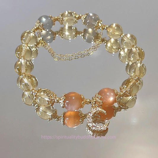 Golden Energy Citrine Blessed Moon Wealth Solar Plexus Chakra (Third Chakra) Abundant Energy Bracelet