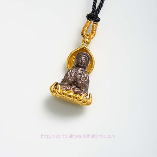 Buddha Energy Necklace Alloy Kwan Yin Avalokitesvara Wealth Rope Necklace Pendant